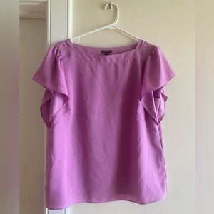 Ann Taylor Ruffle Flutter sleeve Pink Top